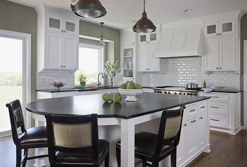Black Furniture White Cabinets Small Traditional Kitchen by Casa Verde Design