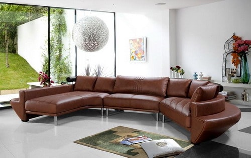 Living Room With Brown Leather Sofa, Contemporary Brown Leather Sofa