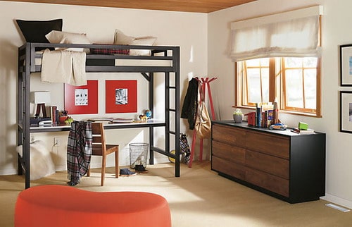 Full Size Lark Loft Bed with Dresser in Natural Steel by R&B contemporary kids room ideas