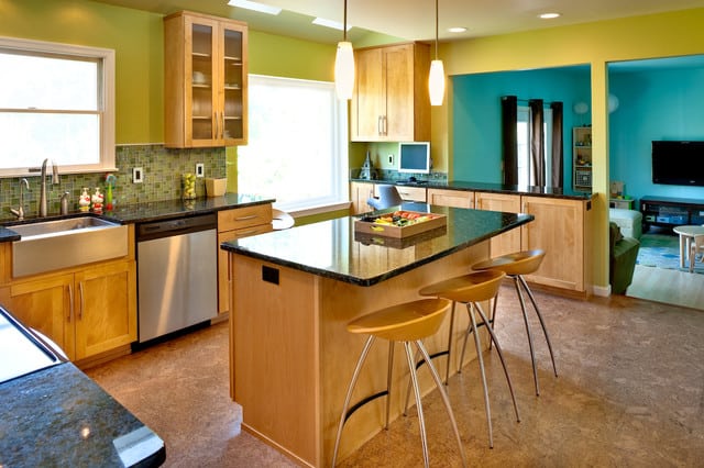 Green Wall Colors Transitional Kitchen by studio26 homes