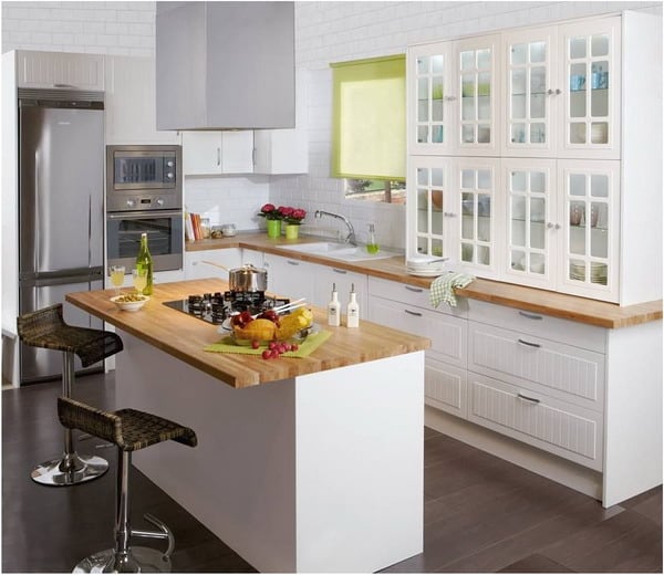 Small white kitchen appliances cabinets design
