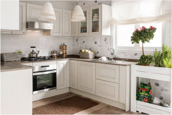 White cabinets small kitchen oven appliance