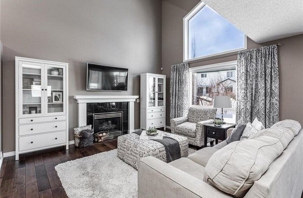 white and gray living room