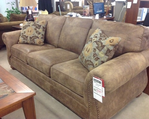 Harveys-Showroom-Furniture-Sofas-Chairs-Brown-distressed-look-faux-leather-sofa-with-nail-head