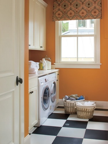 Orange-Wall-Paint-Color-Schemes-Laundry-Room-Design-Photos