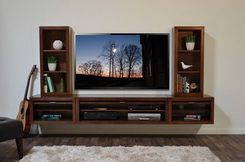 Floating-Five-Piece-TV-Console-Eco-Green-Cabinets-Ideas