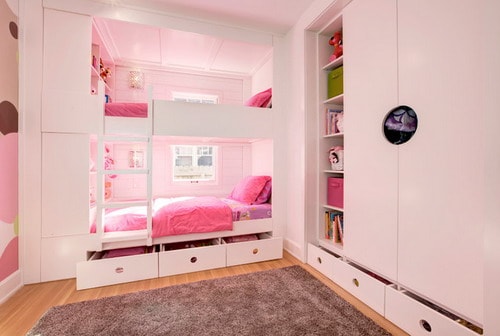 Pink Girls Room Teenage Bunk Bed, Tween Girl Bunk Beds