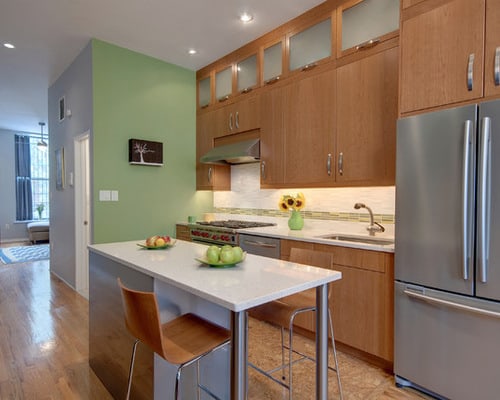 Reiko-Feng-Shui-Design-Brownstone-Small-Kitchen-Wooden-Cabinets