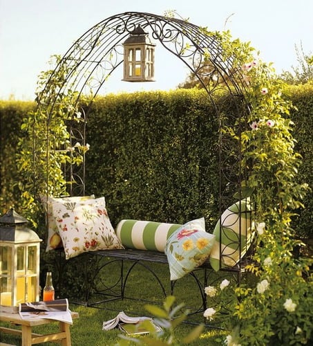 Garden Trellis Bench Wrought Iron Arched Arbor Images