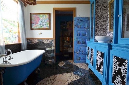 blue-bathroom-remodel-rustic-wood-cabinet-ideas