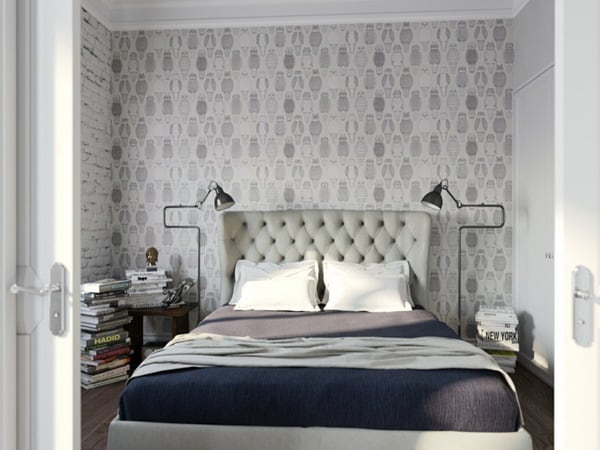 bedroom-design-neutral-color-wallaper-pattern-owl