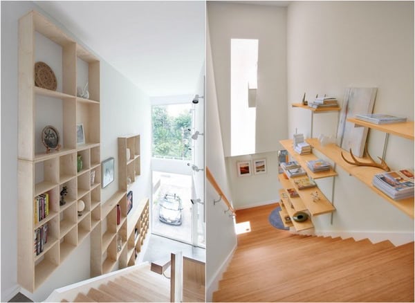 wall-mounted-bookshelf-staircase-space-walls-house-designs