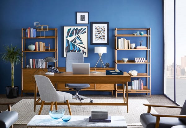 Blue Wall Colors Modern West Elm Workspace Furniture Ideas