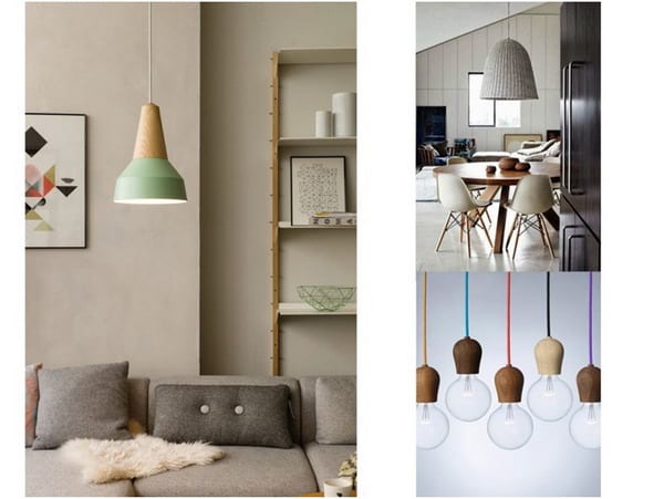 Nordic style lamps with natural materials and light colors