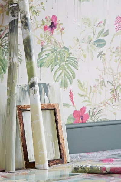 Wallpaper trends on the wall in the room 16