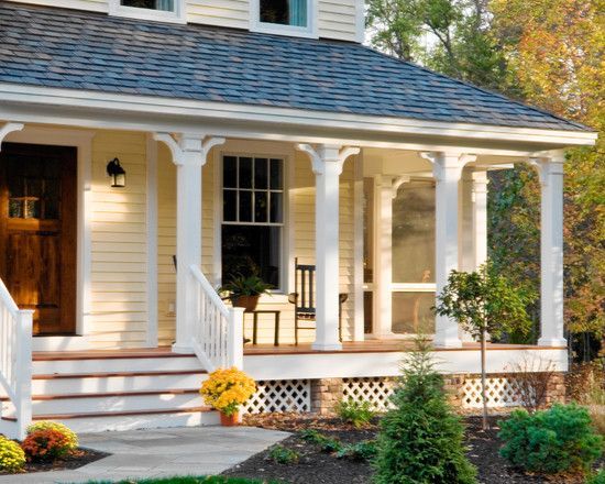 Design Ideas for Front Porch With No Railing